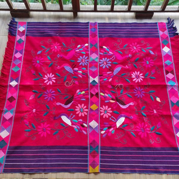 Shamanic Suzani Handmade Blanket "Peacocks" (195x170cm) - Image 2