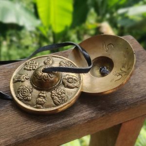 Brass Tingsha "Eight Auspicious Symbols" (6.5 cm, 200 gr)