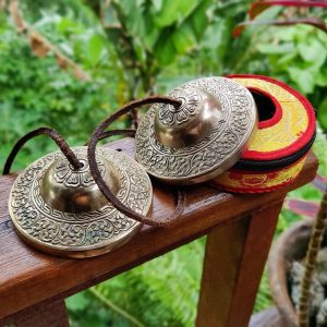 Bronze Tingsha "Plants Pattern" (Tibetan Bells) (9 cm, 520 gr)