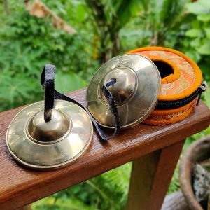 Bronze Tingsha Golden Plain (Tibetan Bells) (7.5 cm, 300 gr) (+ case)