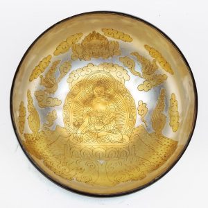 Hammered Gold 24k & Silver Platted Singing Bowl "Golden Medicine Buddha" - D (24 cm, 1.7 kg)