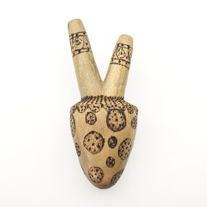 Wooden Kuripe Pipe Burned Pattern "Mushroom" (Crocodile Wood)