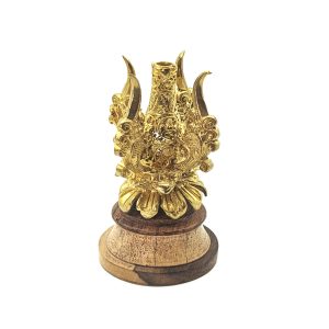 Brass & Wood Incense Sticks Holder "Flower" (10 cm)