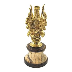 Brass & Wood Incense Sticks Holder "Flower" (12 cm)