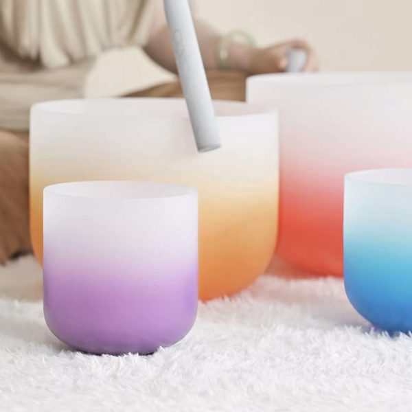 Gradient Frosted Quartz Crystal Singing Bowls Chakra Set (16-30 cm, 13.5 kg) - Image 4