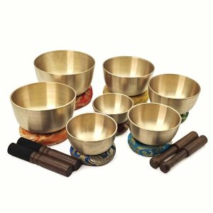 Small Singing Bowls Golden Set (7 bowls) (8-13 cm, 2.6 kg)