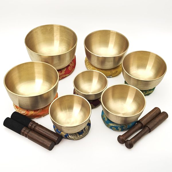 Small Singing Bowls Golden Set (7 bowls) (8-13 cm, 2.6 kg) - Image 3