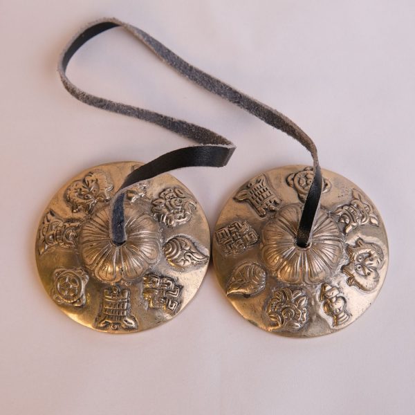 Bronze Tingsha "Eight Auspicious Symbols" (Tibetan Bells) (7.5 cm, 300 gr) - Image 3