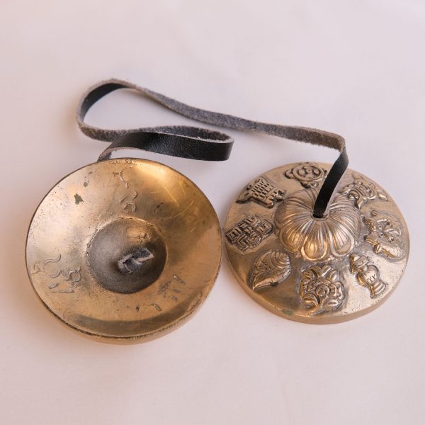 Bronze Tingsha "Eight Auspicious Symbols" (Tibetan Bells) (7.5 cm, 300 gr) - Image 2