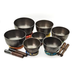 Small Singing Bowls Black Set (7 bowls) (10-15 cm, 3.7 kg)
