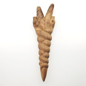 Wooden Kuripe "Caduceus Snakes" (Cemara Wood)