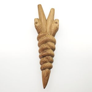 Wooden Kuripe "Caduceus Snakes" (Teak Wood)