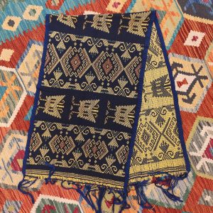 Ceremonial Handmade Cotton Altar Cloth Blue Yellow (137x42cm)