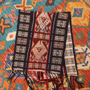 Ceremonial Handmade Cotton Altar Cloth Blue Red (113x43cm)