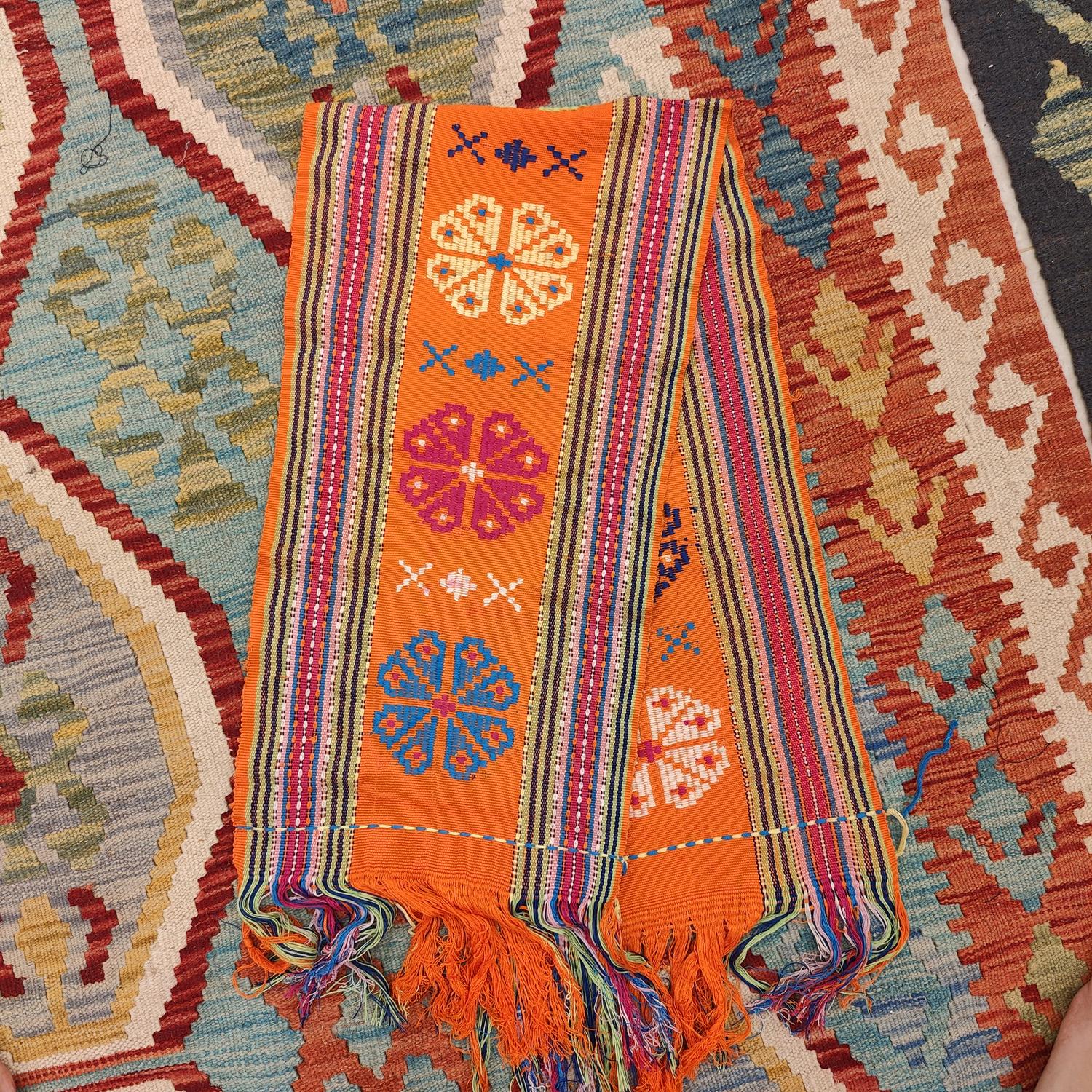 Ceremonial Handmade Cotton Altar Cloth Orange (107x32cm) - Ocean Of Love