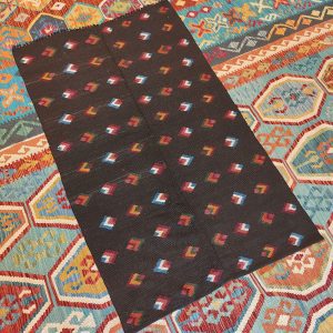 Shamanic Mexican Handmade Wool Blanket  Black (164x102cm)