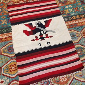 Shamanic Mexican Handmade Wool Blanket Red (184x120cm)