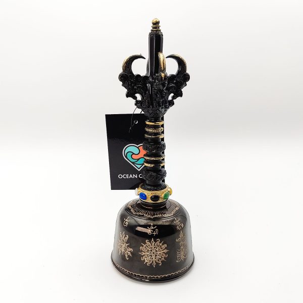 Balinese Priest Genta Bell Black Carved - E7 (21 cm)