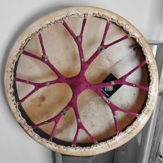Shamanic Drum With Suede & Silver "Purple Dolphin" (45 cm)