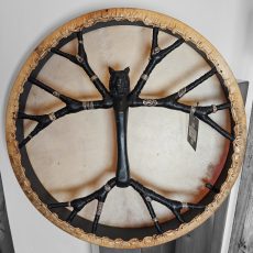 Shamanic Drum With Suede & Silver "Black Tiger" (50 cm)