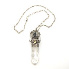 Silver 925 Large Crystal Stone Pendant (55 cm)
