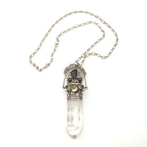 Silver 925 Large Crystal Stone Pendant (55 cm)