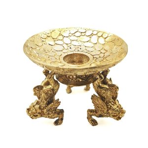 Brass Balinese Priest Bell Stand Golden Large "Dragons" (12 cm)