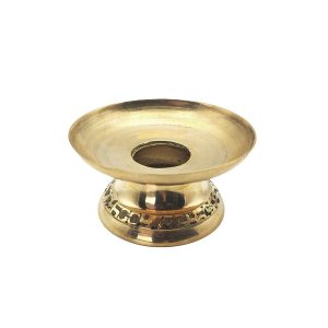 Brass Balinese Priest Bell Stand Golden Plain "Swans" (10 cm)