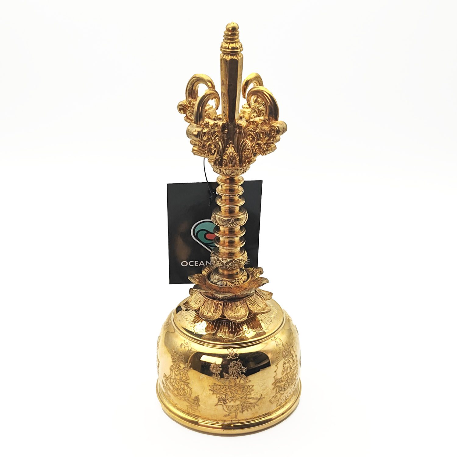 Balinese Priest Genta Bell Plain Gold 24k Plated - D#7 (8 cm, 1.1 kg)