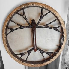 Shamanic Drum With Leather & Silver "Brown Eagle" (50 cm)
