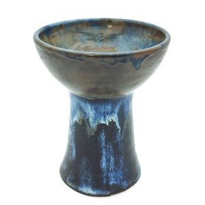 Premium Ceramic Glazed Incense Burner Large "Brown-Blue" (18 cm)