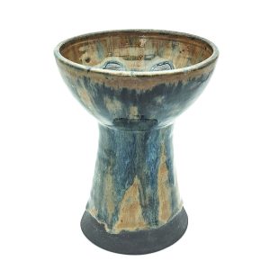 Premium Ceramic Glazed Incense Burner Large "Brown-Blue Tears" (18 cm)