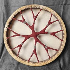 Shamanic Drum With Leather & Silver "Burgundy Eye" (50 cm)