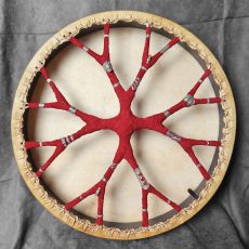 Shamanic Drum With Leather & Silver 925 "Red Dragon" (50 cm)