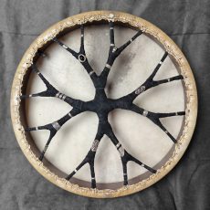 Shamanic Drum With Leather & Silver 925 "Black Eye" (50 cm)