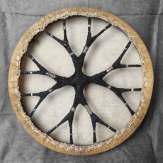 Shamanic Drum With Leather & Silver 925 "Black Eye" (45 cm)