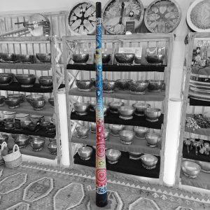 Wooden Travel Didgeridoo "Australian Sun" (D2, 185 cm, 2.7 kg, Mahogany) (+ case)