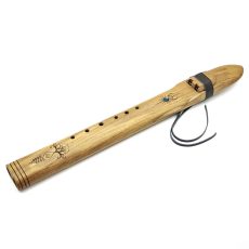 Premium Drone Double Flute Teakwood Turquoise Stone - Fm