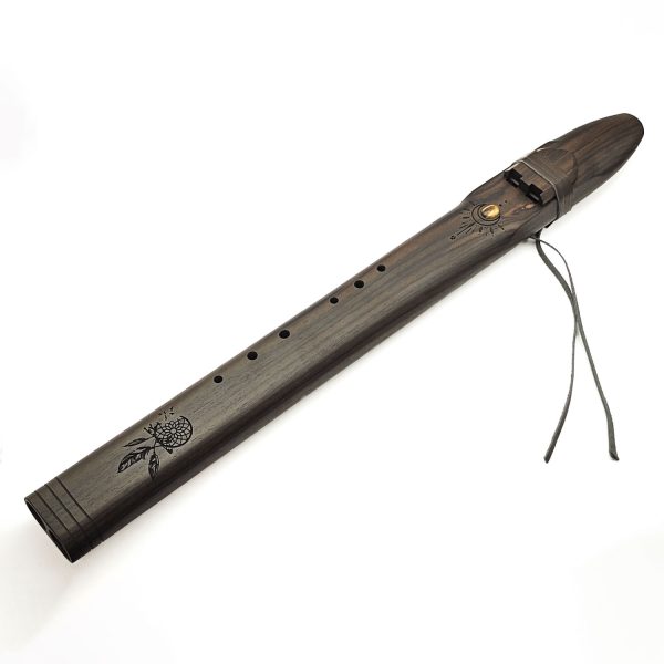 Premium Drone Double Flute Rosewood Tiger Eye Stone - Dm (65 cm)