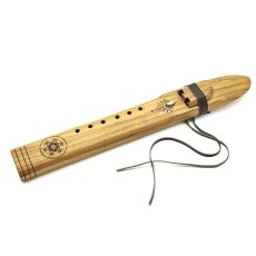 Premium Drone Double Flute Teak Wood Abalone Shell - Am (44 cm)