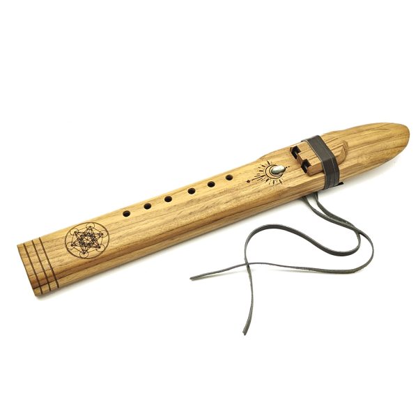 Premium Drone Double Flute Teak Wood Abalone Shell - Am (44 cm)