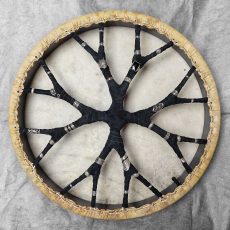Shamanic Drum With Leather & Silver 925 "Black Dragon" (50 cm)