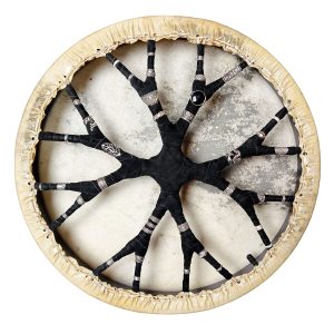 Shamanic Drum With Leather & Silver 925 "Black Barong" (45 cm) (+ case)