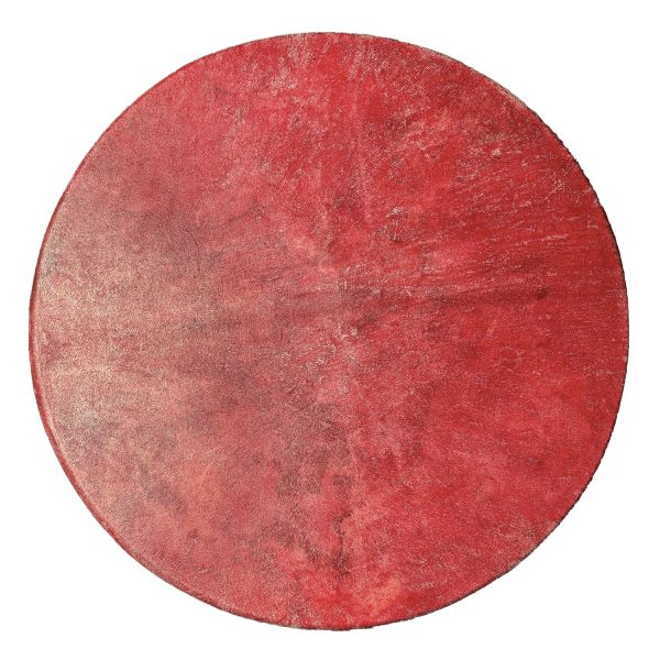 Shamanic Colored Drum With Leather & Silver 925 "Bloody Jaguar" (50 cm) (Dragonfruit Natural Dyeing) - Image 2