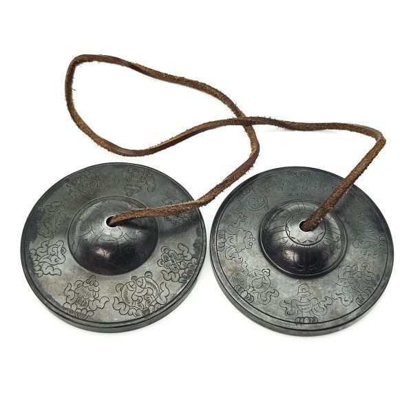 Bronze Tingsha "Carving Flowers" (Tibetan Bells) (8.6 cm, 600 gr) - Image 2