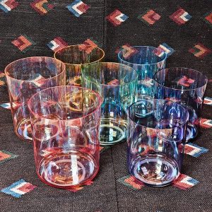 Alchemy Crystal Singing Bowls Set Aurora Colorful (Octave 4) (15-18 cm, 4.5 kg)