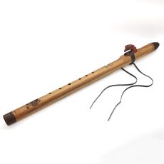 Premium Single Flute Teakwood Turquoise Stone - Dm (65 cm)