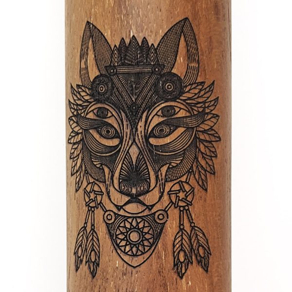 Premium Single Flute Teakwood Turquoise Stone - Dm (65 cm) - Image 2