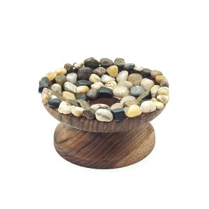 Wooden Priest Bell Stand With Rocks