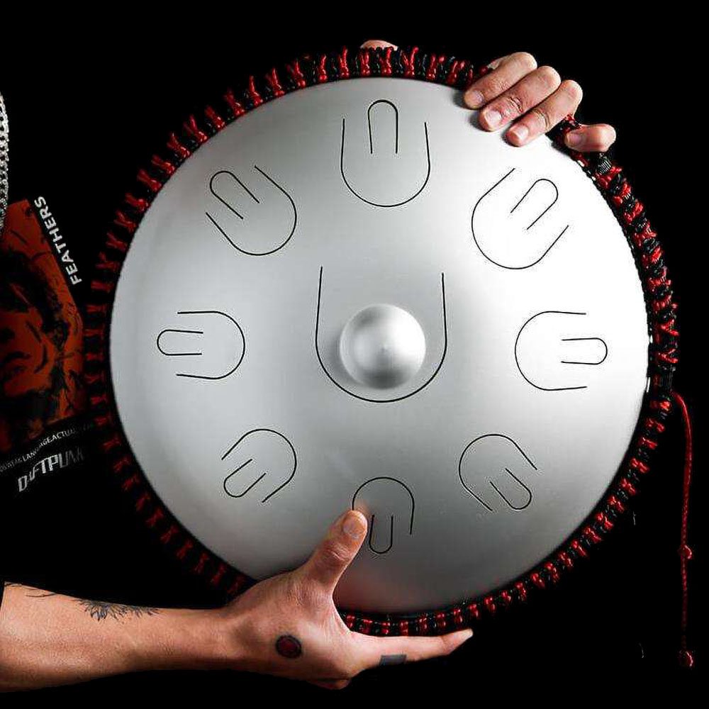 HLURU Handpan Drum TAH9-14 Silver "D Kurd" (36 cm, Copper Steel) (+ case) - Image 3